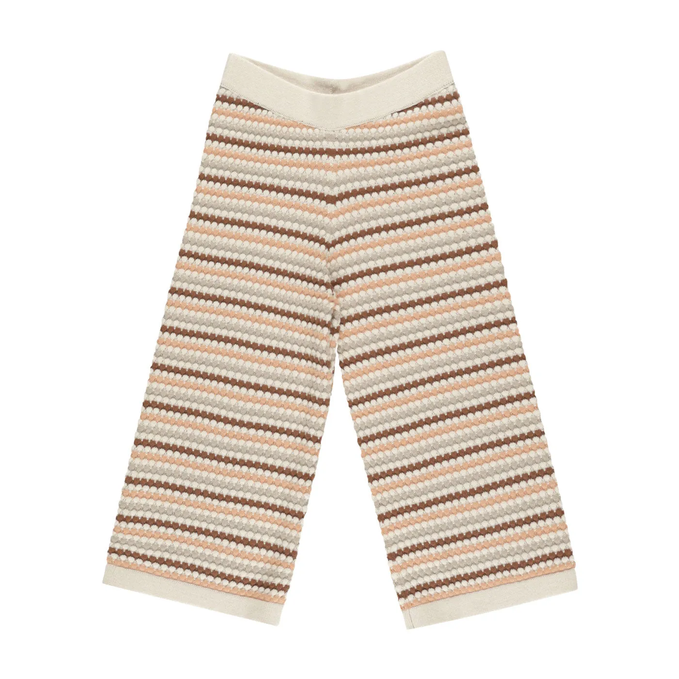 Knit Wide Leg Pant - Honeycomb Stripe - Natural / Shell / Dusty Blue / Saddle - FINAL SALE